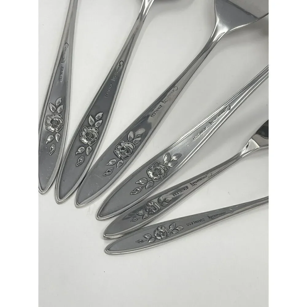 Vintage Oneida Community ROSE SHADOW Serving Set Spoon Fork Ladle Butter Knife